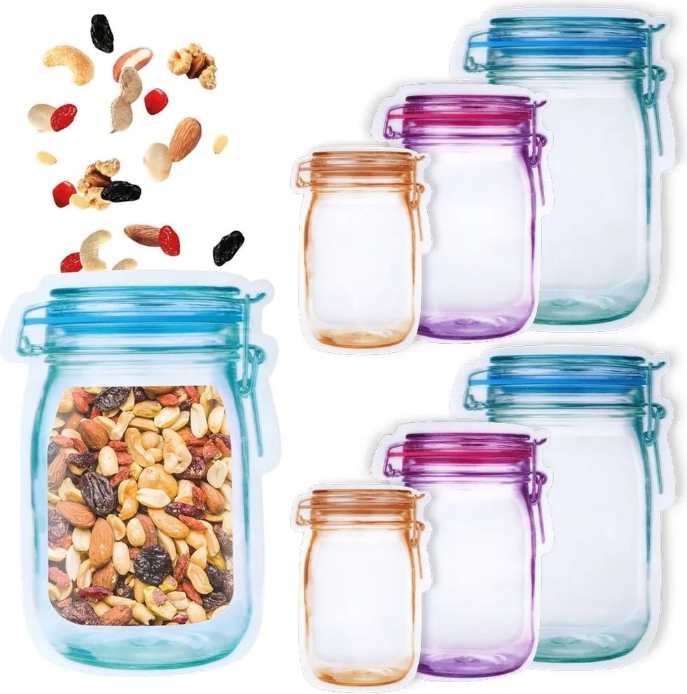 6x tasakok Zacskók Húros tasakok élelmiszer tárolás fagyasztáshoz