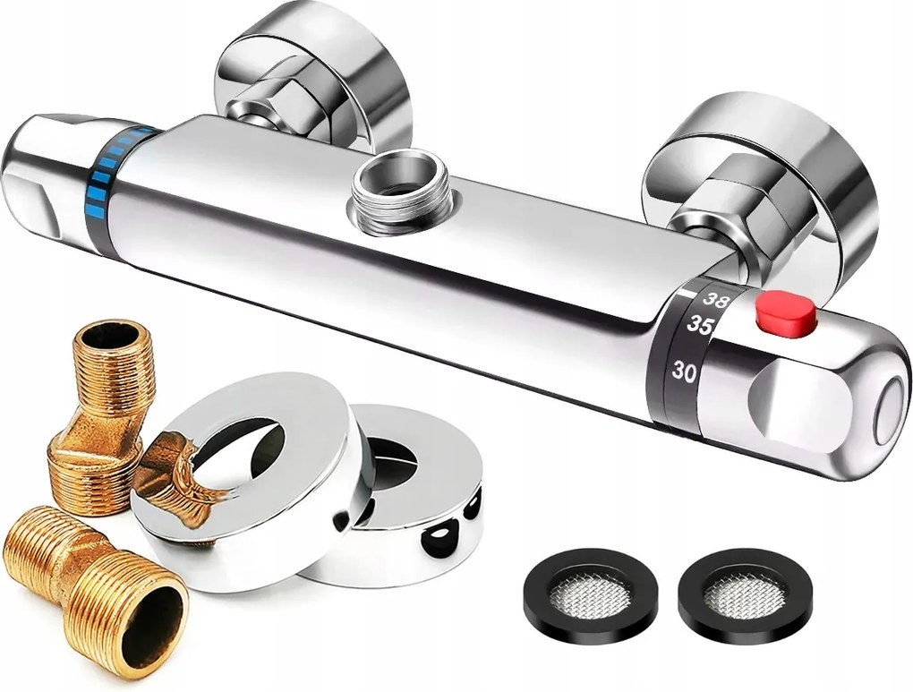 Termosztátos Zuhanycsaptelep Zuhanyhoz, Króm