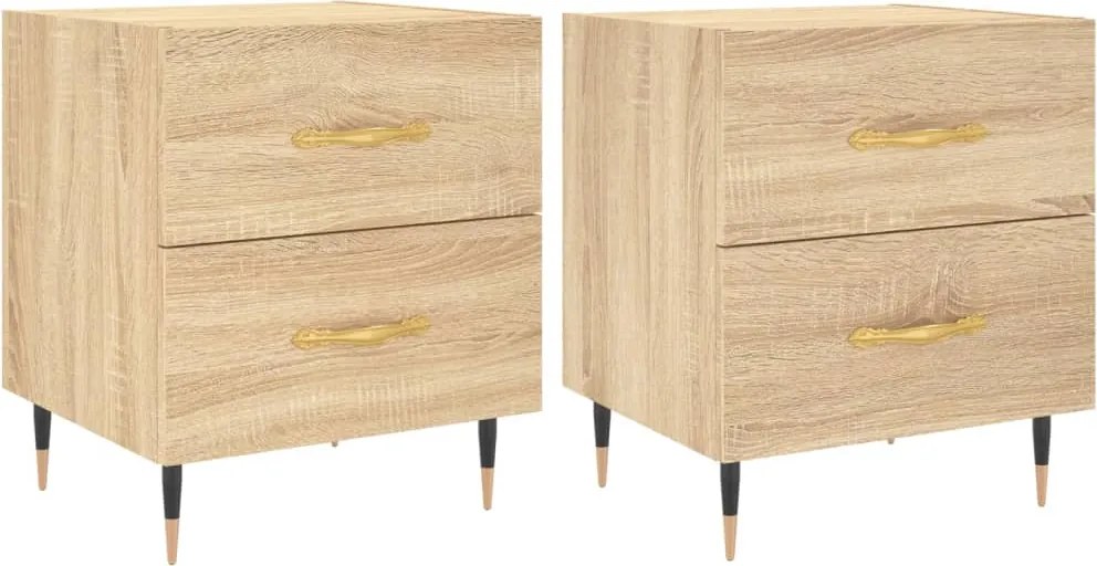 vidaXL 2 db sonoma tölgy színű szerelt fa éjjeliszekrény 40x35x47,5 cm