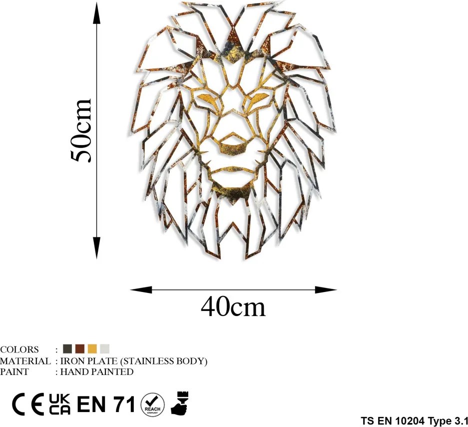 Lion fém fali dekoráció, 40 cm – TR891TNL2418