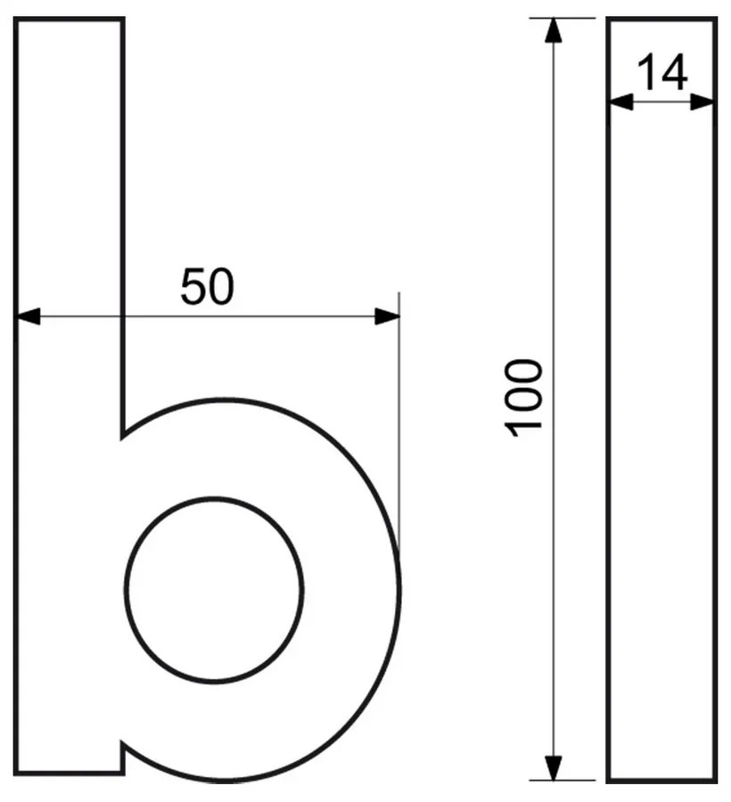 "B" házszám, RN.100LV, szálcsiszolt, fekete