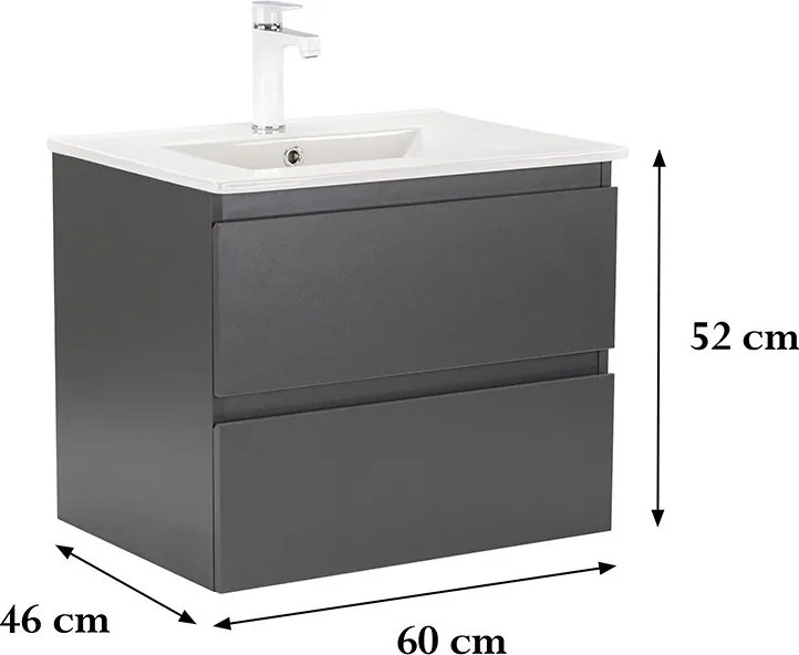 Vario Forte 60 alsó szekrény mosdóval antracit-antracit