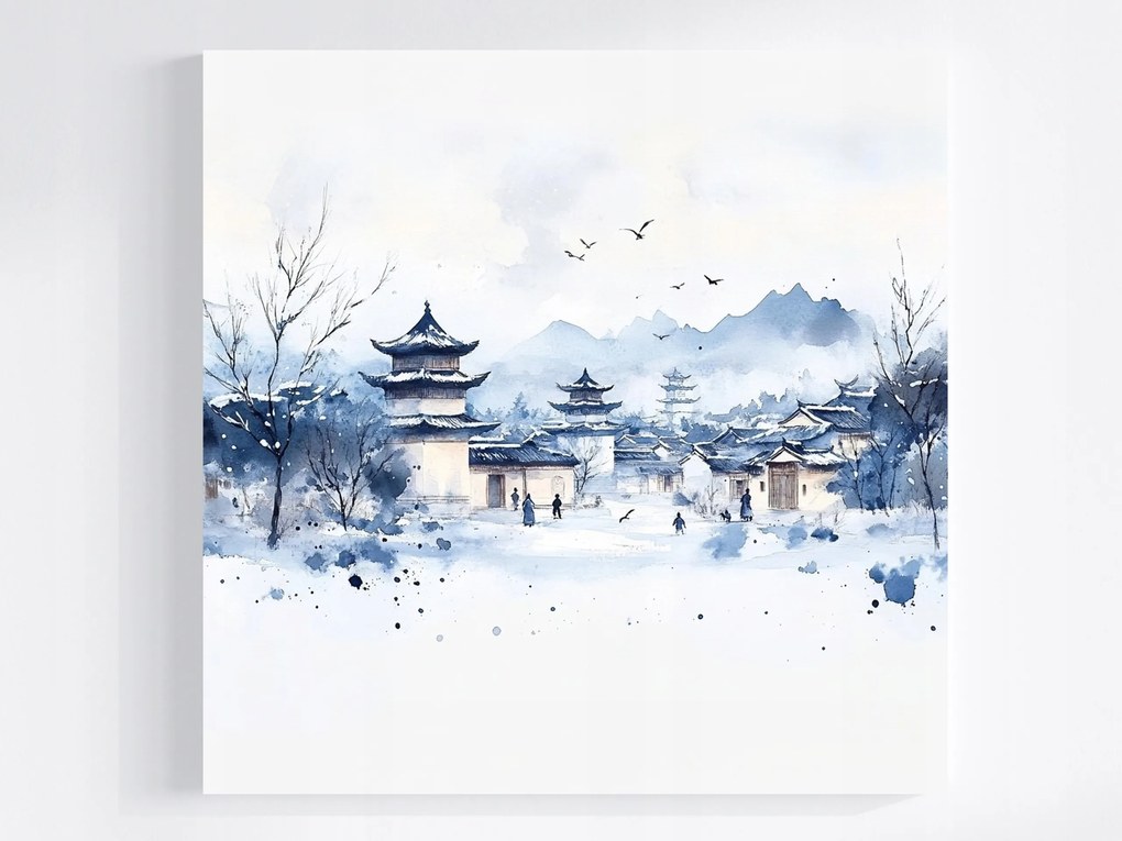 Vászonkép Canvas Grafika Ázsia Kína Város Pagoda Tél 80x80