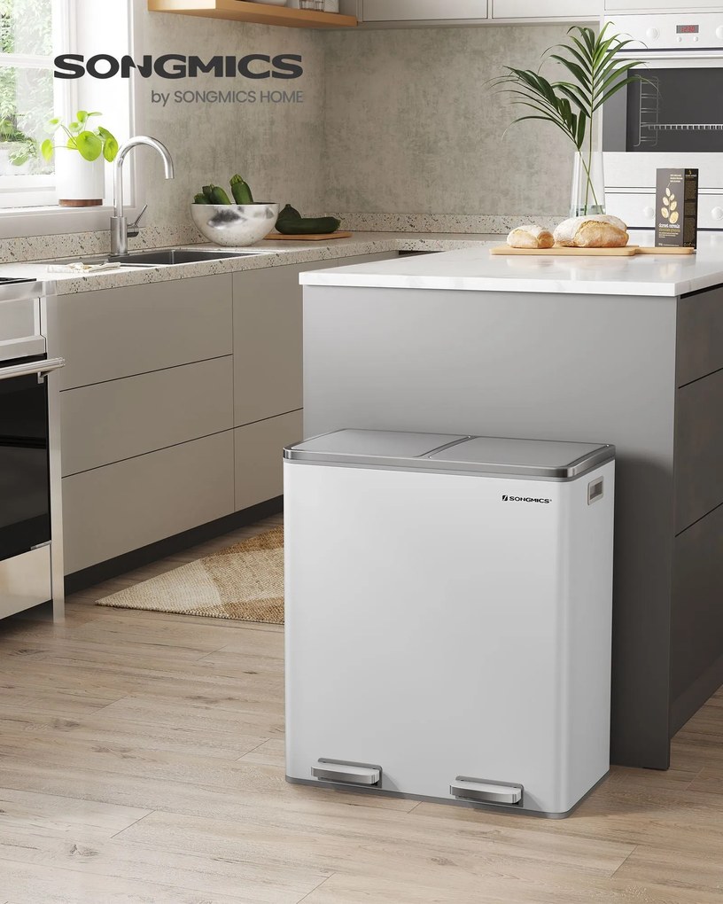 Szelektív szemeteskuka 2x30L, fehér