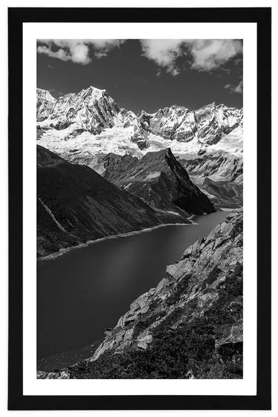 Poszter paszpartuval: fekete-fehér Patagonia Nemzeti Park Argentínában.