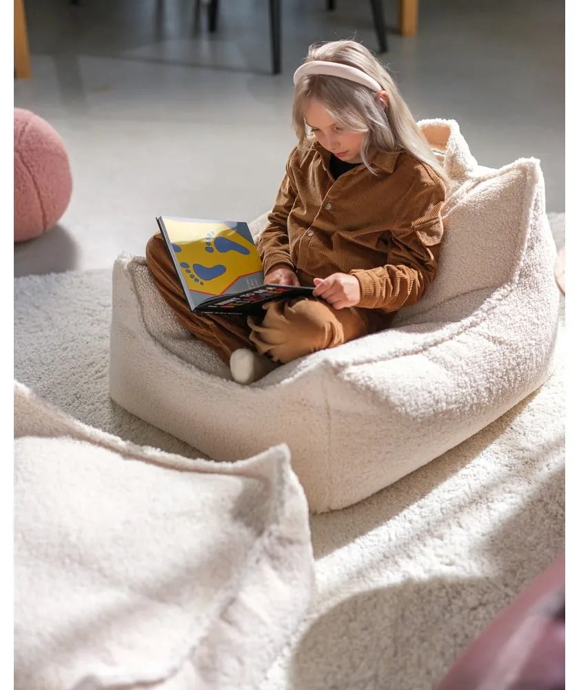 Krémszínű buklé gyerek babzsákfotel Square – Wigiwama