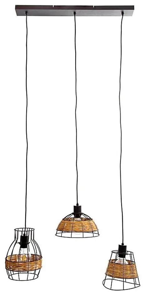 Csillár zsinóron TUNIS 4xE27/40W/230V fekete/barna