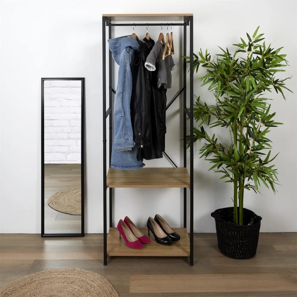 Intenso Home ruhafogas polcokkal 60 x 167cm sonoma tölgy | Előszobai ruhatároló cipőtartóval / nyitott gardrób