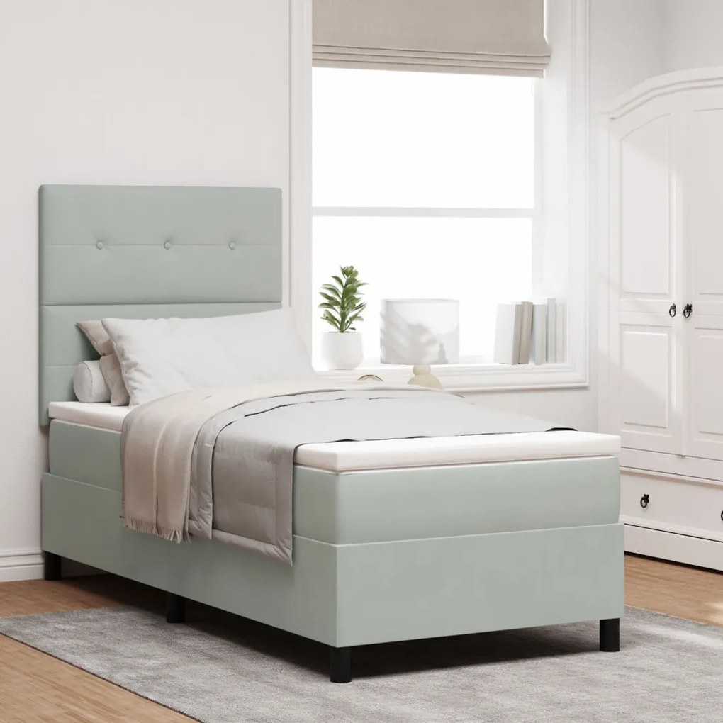 Boxspring Ágy Matrac Különböző Szürke Egyágyas Bársonyos