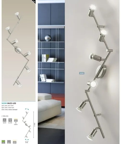 Eglo 92599 - LED Spotlámpa BUZZ 6xGU10-LED/2,8W/230V