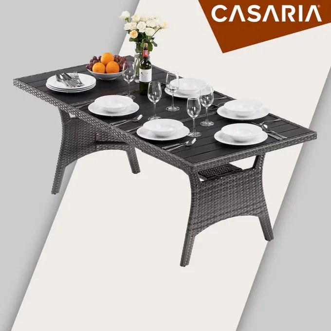 Deuba Takeo rattan asztal 190x90x74 cm - szürke