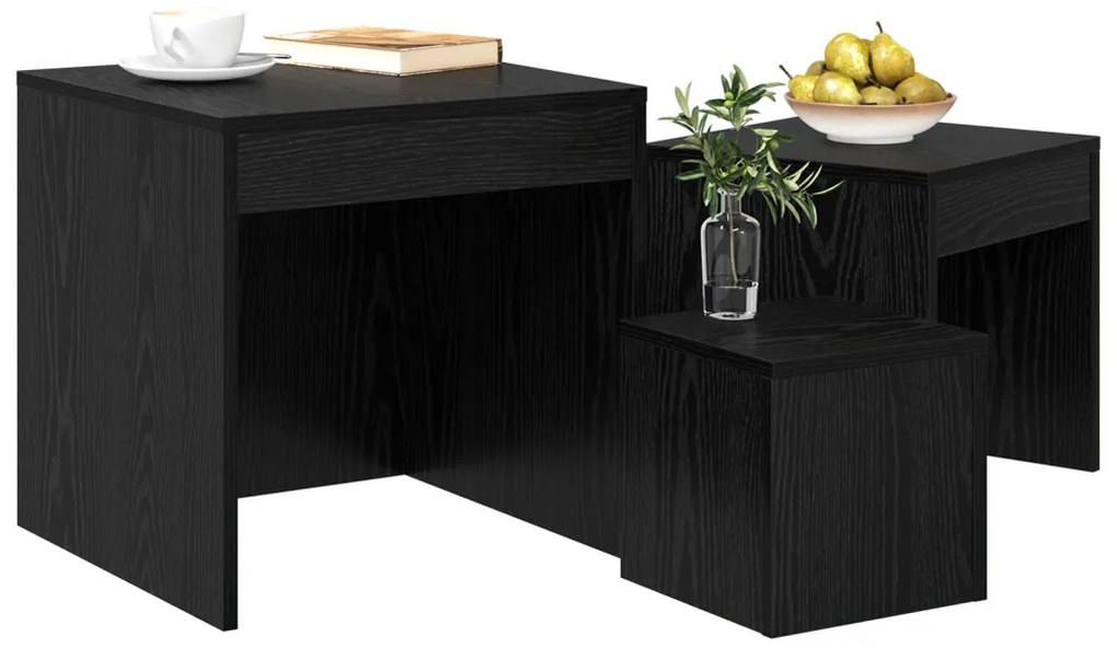 Dohányzóasztalok 3 pcs Musta tammi 45 x 45 x 45 cm Faanyag