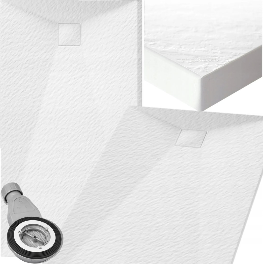 Zuhanytálca Kő szerkezet téglalap alakú 150x90 cm Fehér Teja