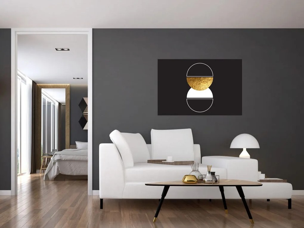 Kép - Absztrakció arany és fekete N⁰2 (90x60 cm)