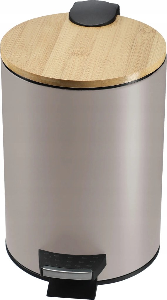 Fürdőszobai Szemetes Kosár Kicsi 3L Fürdőszobai Pedálos Bambusz Bézs Matt