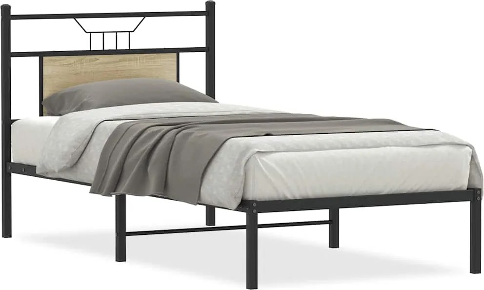 vidaXL sonoma tölgy színű szerelt fa ágykeret matrac nélkül 90x190 cm