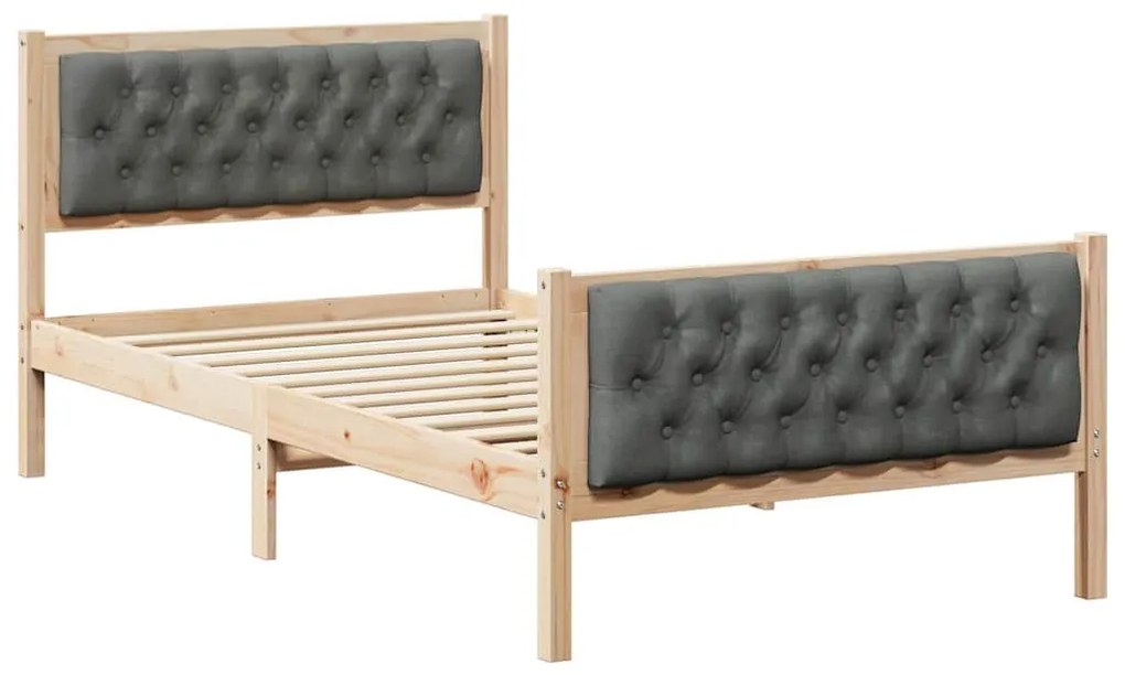 Ágykeret fejtámlával Sötétszürke 100 x 200 cm Tömör fenyőfa