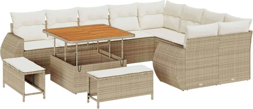 vidaXL Kerti Kanapé Szett párnával tárolóval 12 pcs bézs és krémszínű