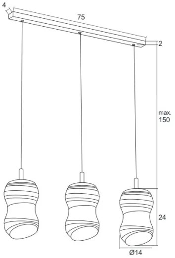 Argon 1366 - LED Csillár zsinóron COMO 3xLED/5W/230V
