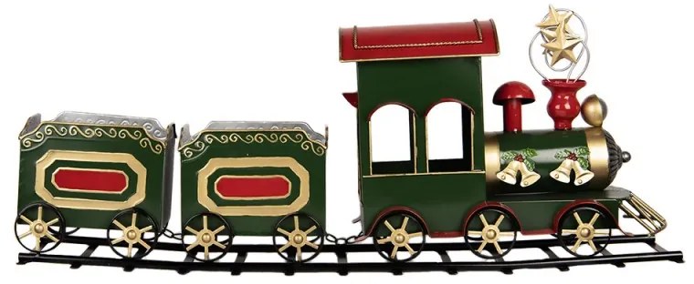 Nagy Zöld karácsonyi fém vonat 77x15x31 cm