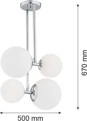 ARGON 1646 ASPEN Glamour Mennyezeti Lámpa Króm, Opál Szőnyeg E27 IP20
