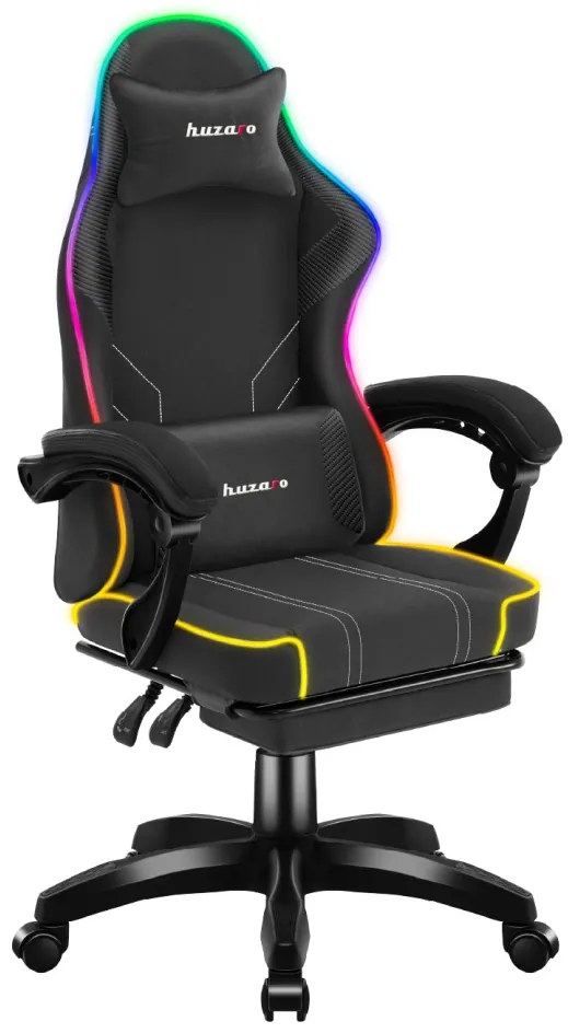 Gamer szék Space RGB lábtartóval fekete