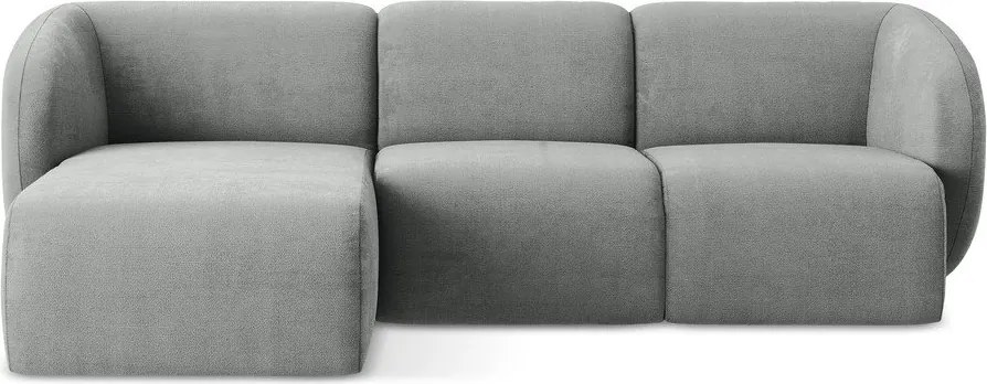 Szürke zsenília sarokkanapé (bal oldali-heverő résszel) Lani – Makamii