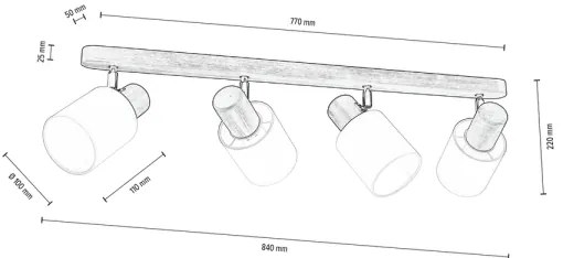 Spot-Light DO2248456 - TRENDY 4xE27/15W/230V mennyezeti spot borovi