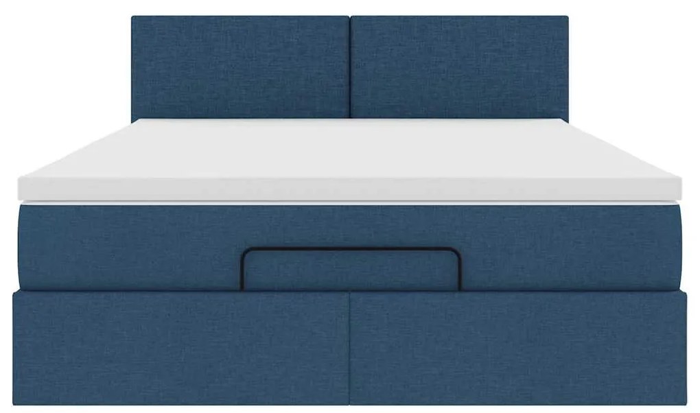 Ottomán ágy matraccal kék 140x190 cm szövet