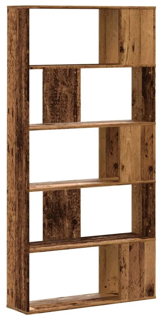 5 szintes antik fa színű fa könyvespolc 80,5 x 23,5 x 162,5 cm