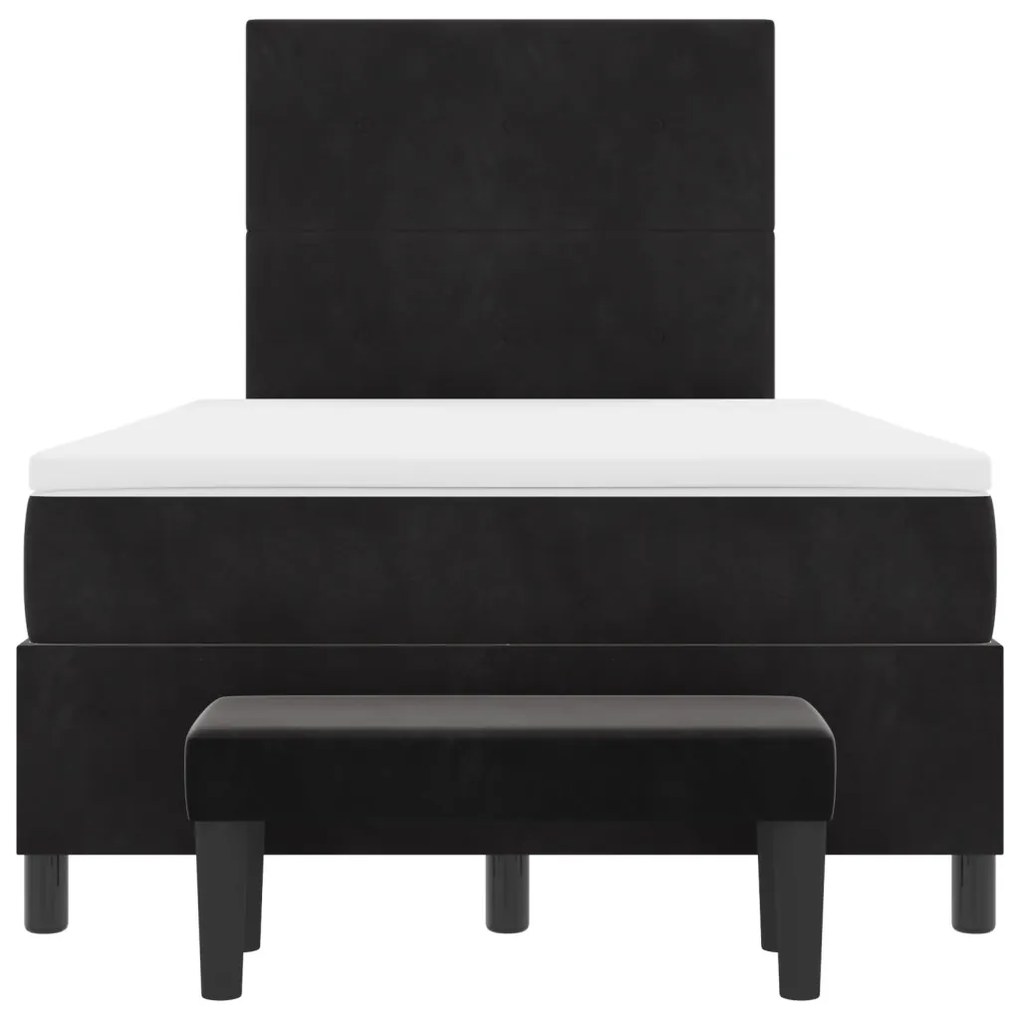 Boxspring Ágy Matraccal & Pad Fekete 120x190 cm Bársony