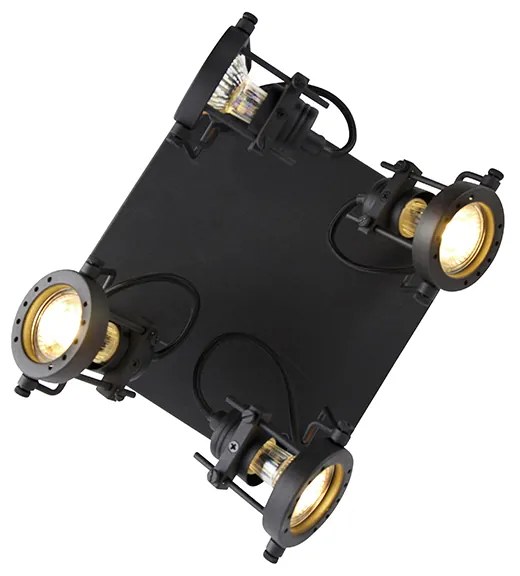 Ipari spotlámpa fekete 4-lámpás - Suplux