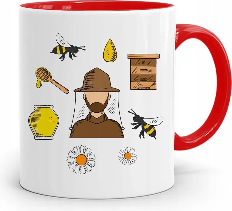 Piros Méhész Bögre Ajándék fényképes nyomtatással