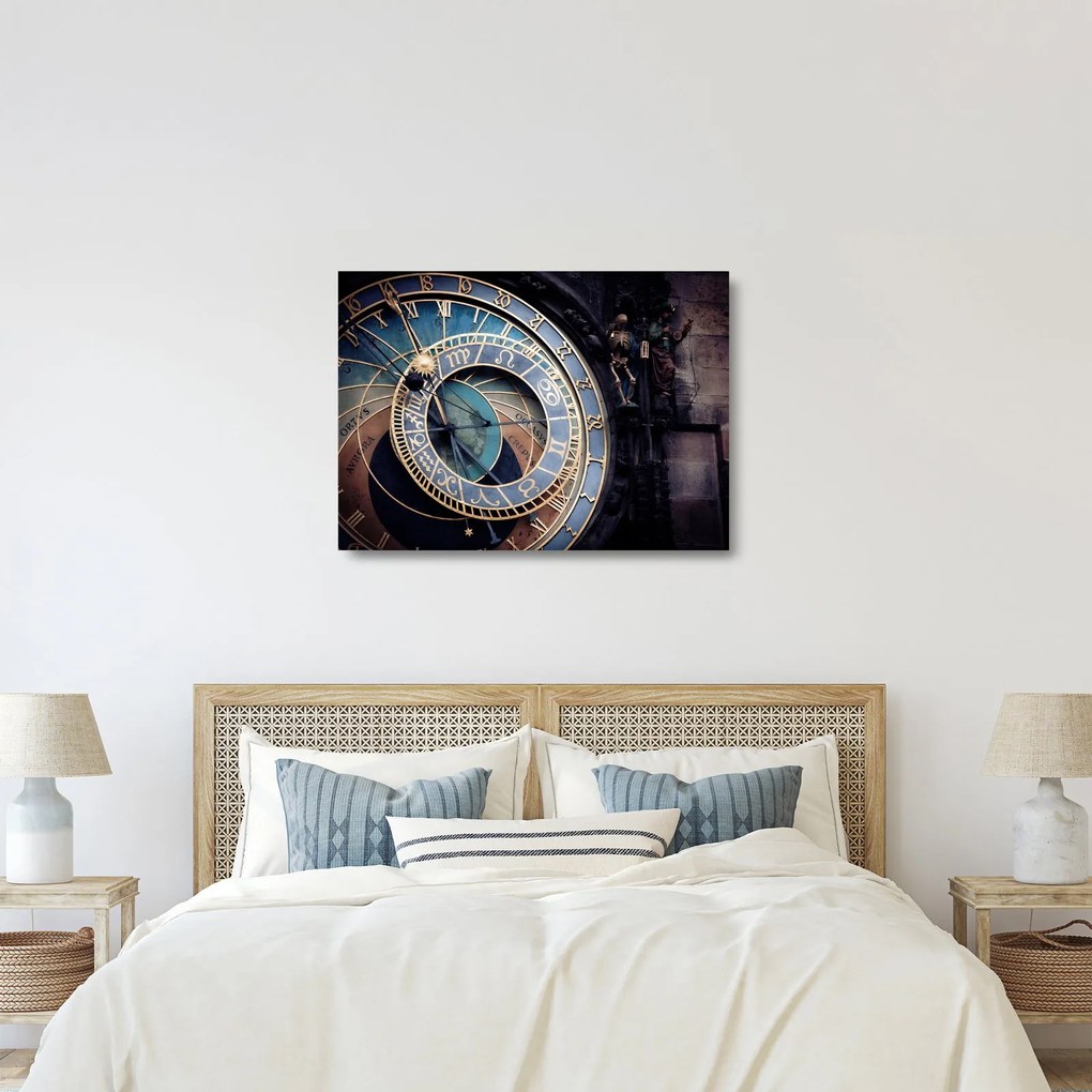 Kép - Orloj, Prága (üvegen) (70x50 cm)