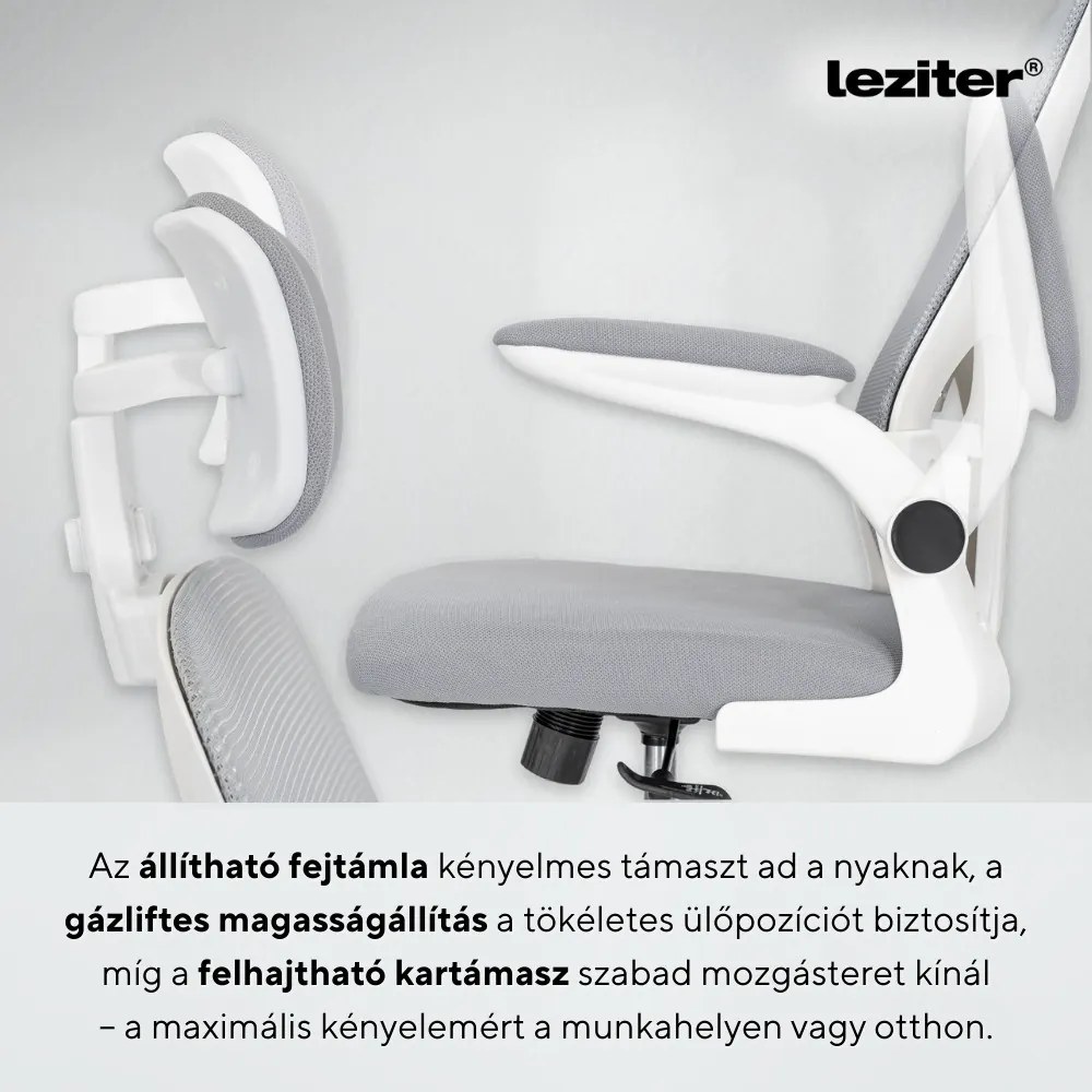 Flexo ergonomikus irodai forgószék deréktámasszal fehér