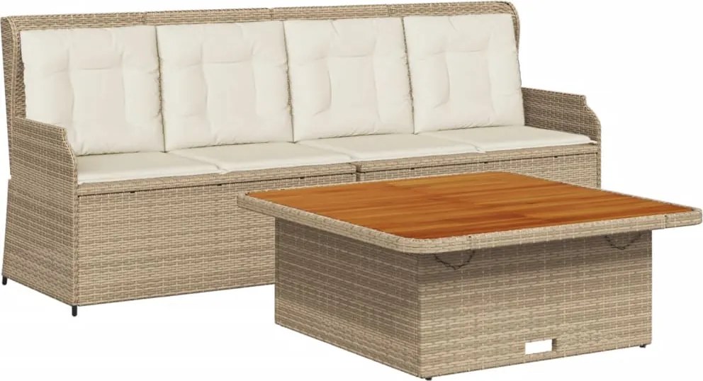 vidaXL 3 részes bézs polyrattan kerti ülőgarnitúra párnákkal