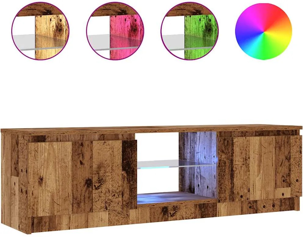 vidaXL antik fa színű szerelt fa TV-szekrény LED-ekkel 120x30x36 cm