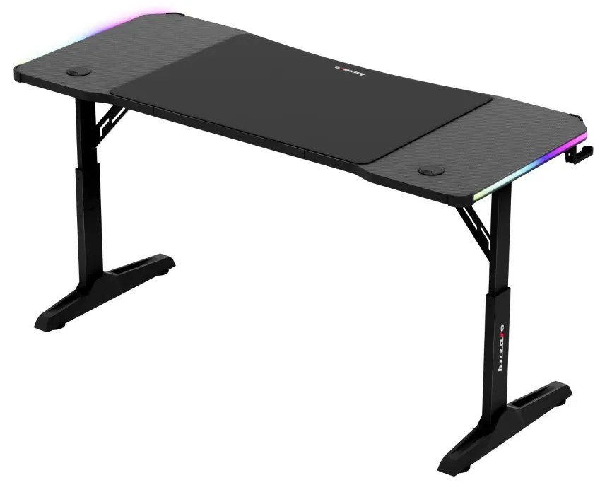 Gamer asztal, elektromos íróasztal Hero RGB fekete carbon 140 x 60 cm