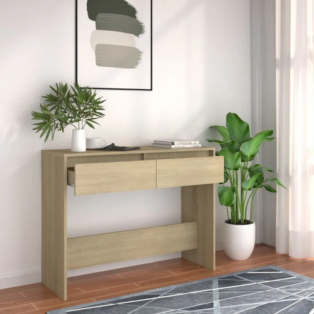 sonoma tölgy színű szerelt fa dohányzóasztal 100x35x76,5 cm