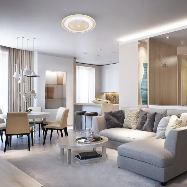 LED Dimmelhető mennyezeti lámpa ventilátorral ZEPHYR LED/48W/230V arany + távirányító