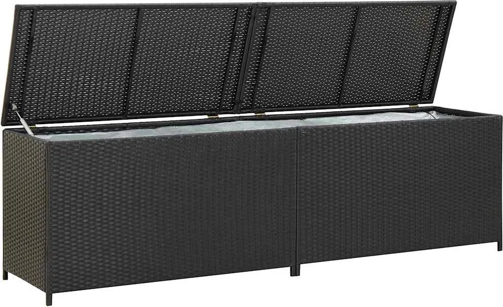 vidaXL fekete polyrattan kerti tárolóláda 200 x 50 x 60 cm