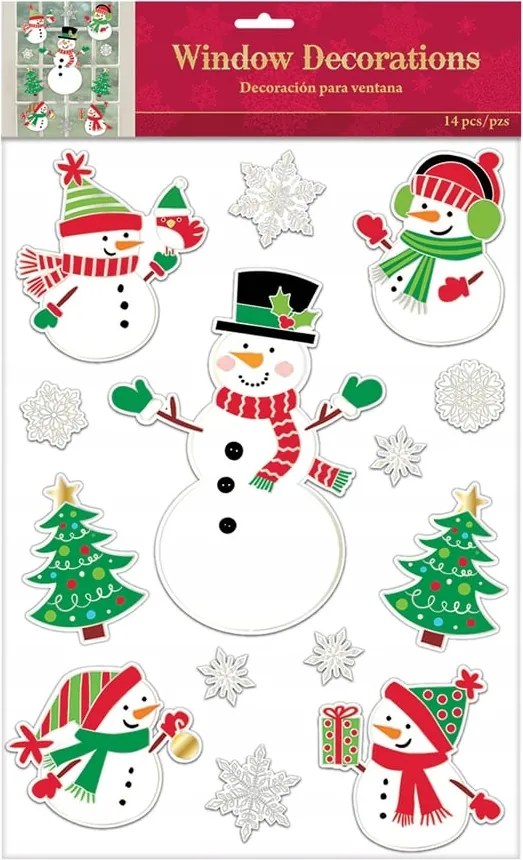 Karácsonyi Ablakmatricák Hóemberek 14 db Amscan