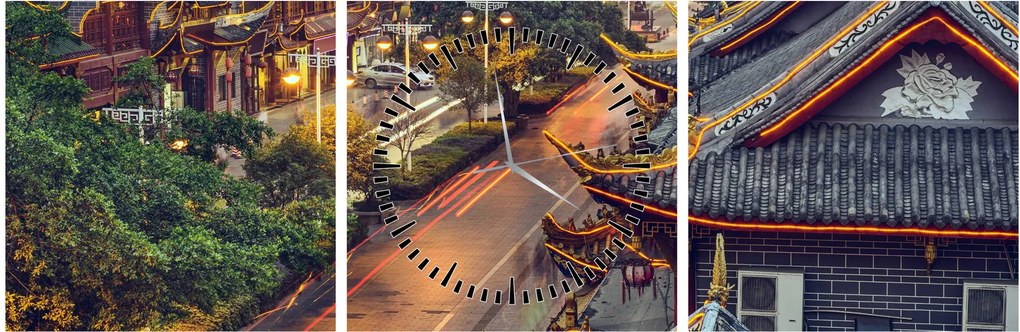 Kép - Qintai Road, Chengdu, Kína (órával) (90x30 cm)