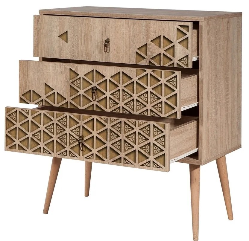 Trio 120 Komód 3 fiókkal, Vella, 80x40x90 cm, színes