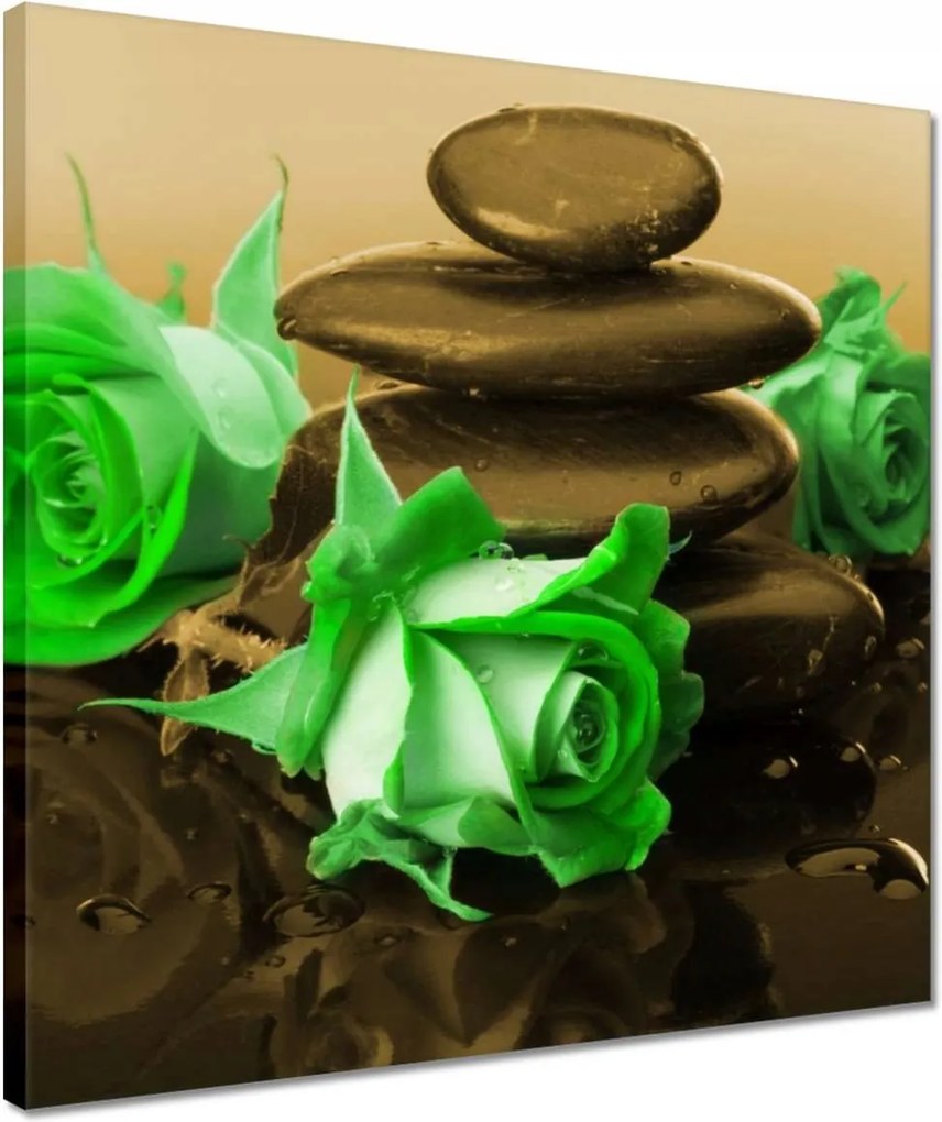 Vászonkép 40x40 Zöld rózsák bronzban