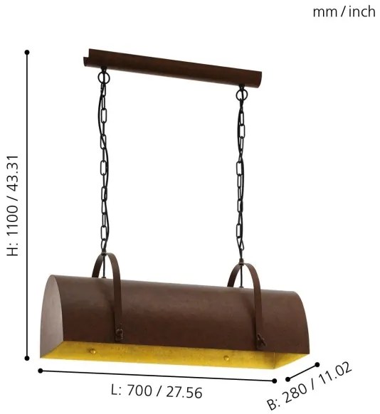 Eglo 49687 - Csillár láncon DEERHURST 2xE27/60W/230V
