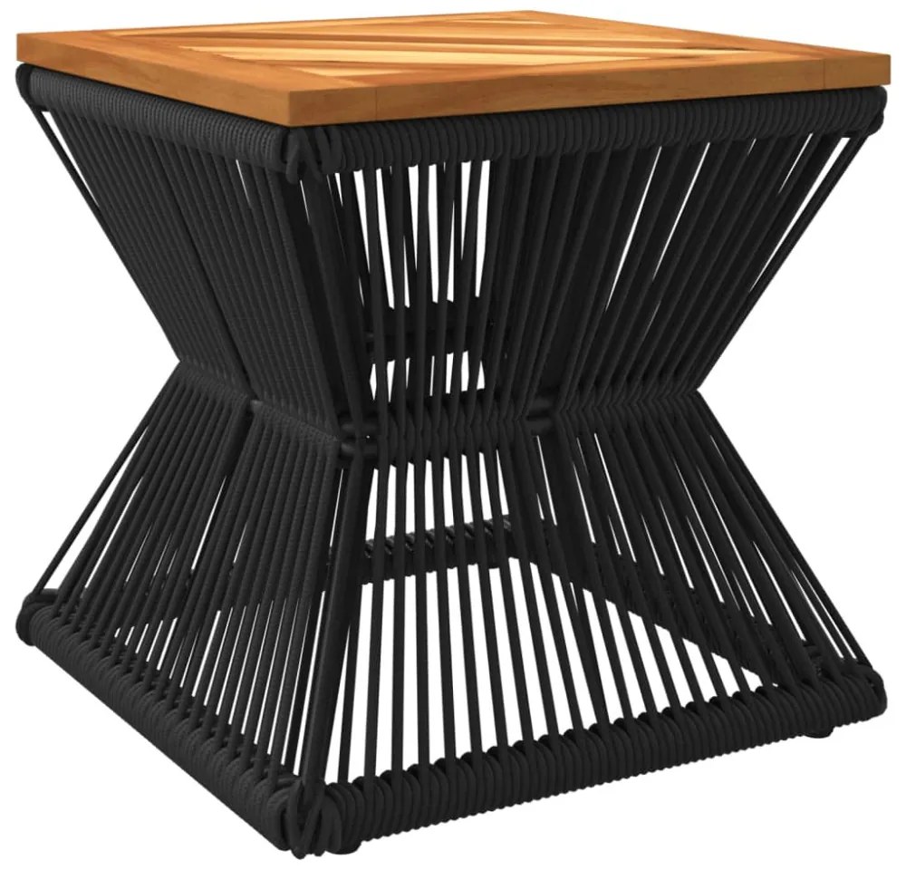 fekete tömör akácfa dohányzóasztal drót aljjal 38 x 38 x 38 cm