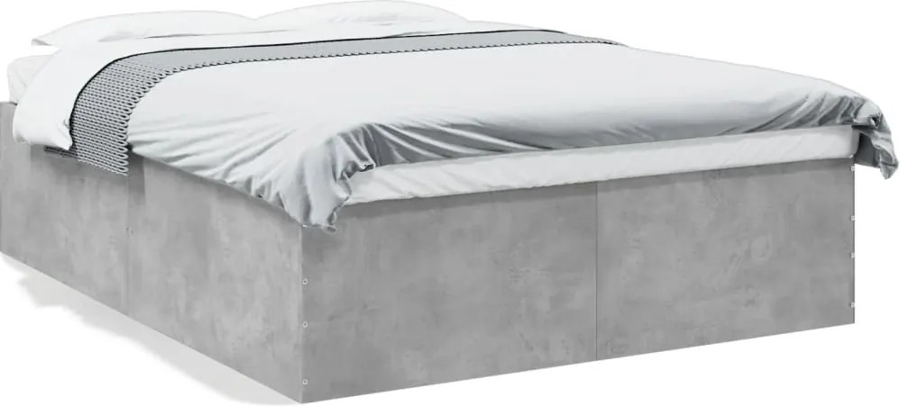 vidaXL betonszürke szerelt fa ágykeret 150 x 200 cm