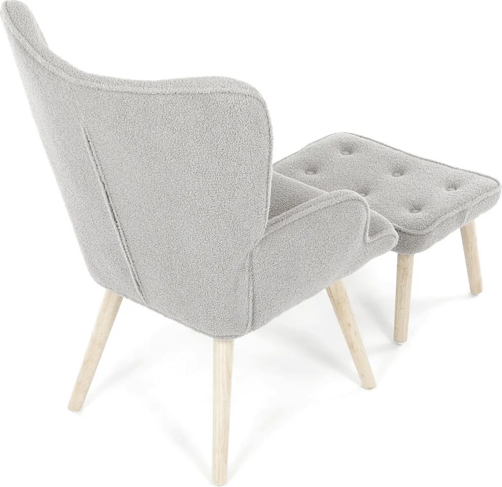 Szürke relaxfotel, boucle szövet kárpitozással, AK-319 GREY2