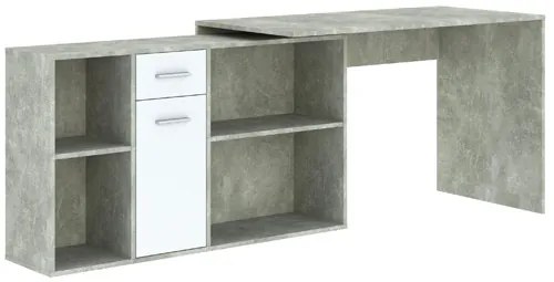 CARROLL sarokíróasztal beton/fehér színben, 121 cm